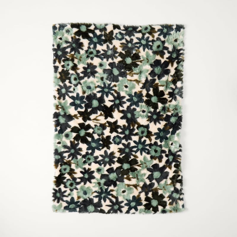 Adelaide Mineral Green Floral Fur Throw