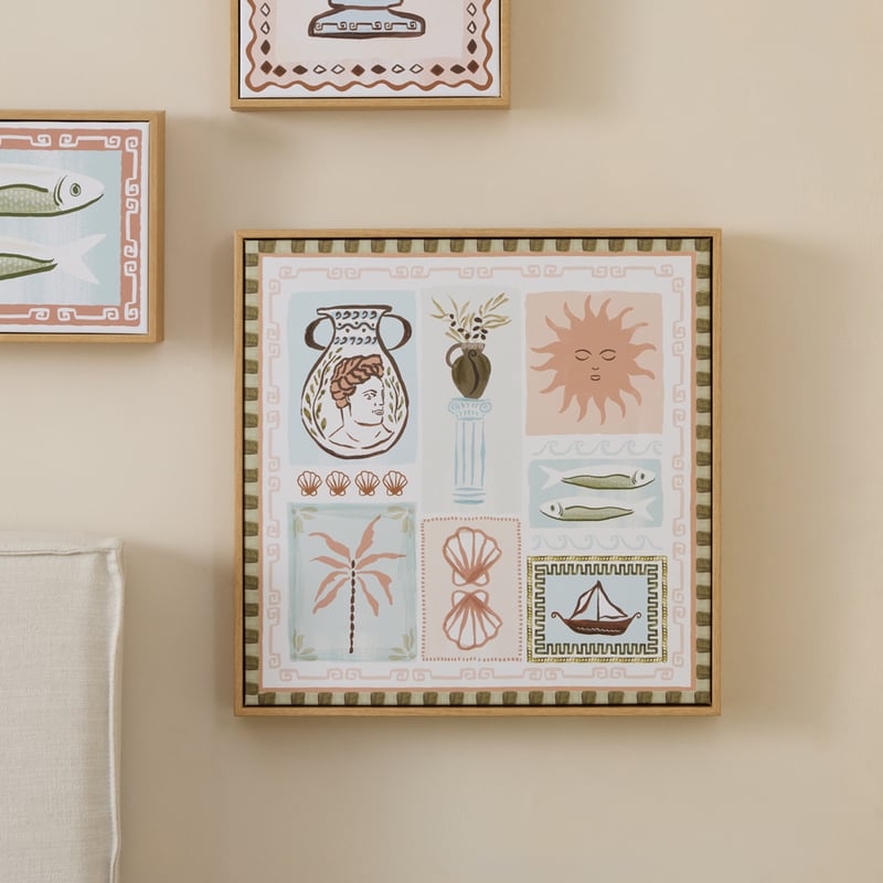 Kora Artefact Blue & Natural Square Canvas