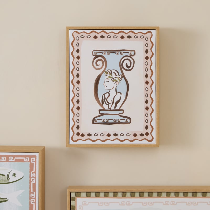 Kora Urn Blue & Natural Portrait Canvas