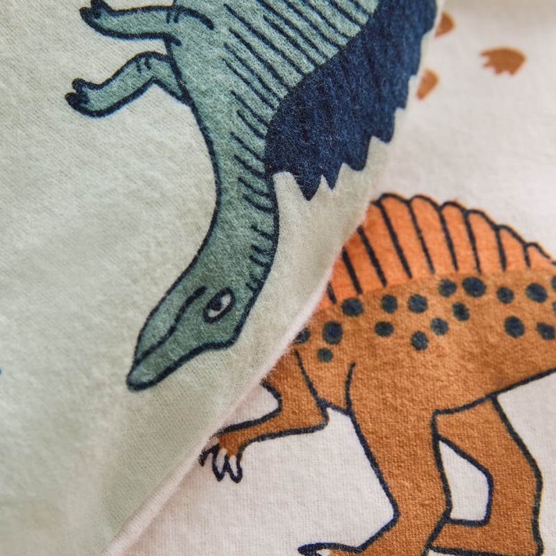  Dinosaur Friends Green Flannelette Cot Quilt Cover Set