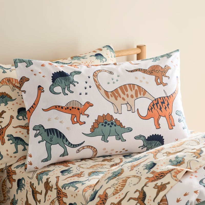 Dinosaur Friends Green Flannelette Quilt Cover Set