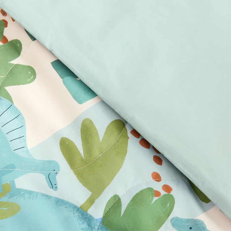 Dreamasaurus Aqua Quilted Quilt Cover Set