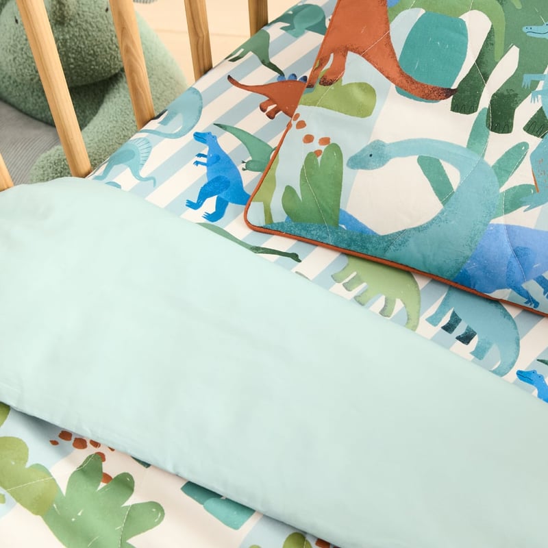 Dreamasaurus Aqua Quilted Quilt Cover Set