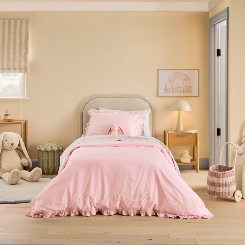 Becky Bow Ruffle Pink Quilt Cover Set