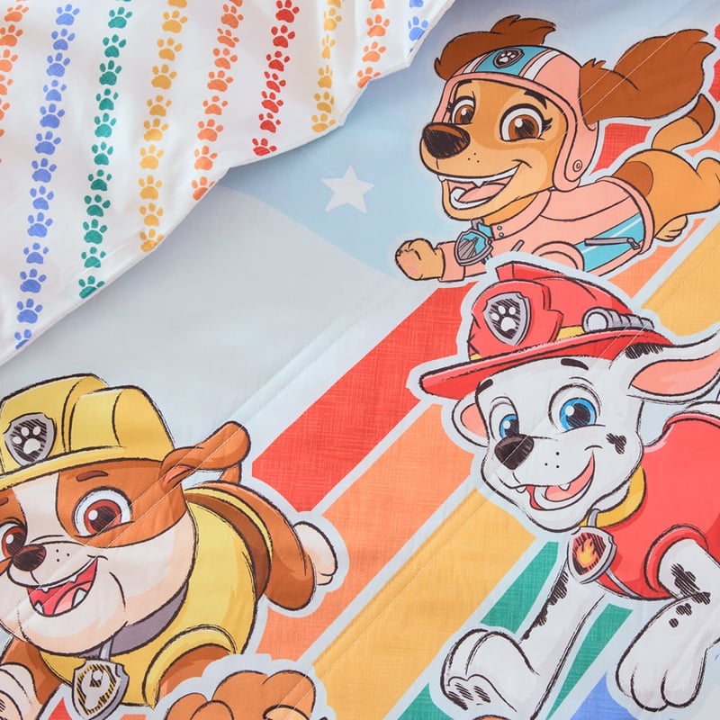 Paramount Paw Patrol Soft Blue Quilted Cot Quilt Cover Set