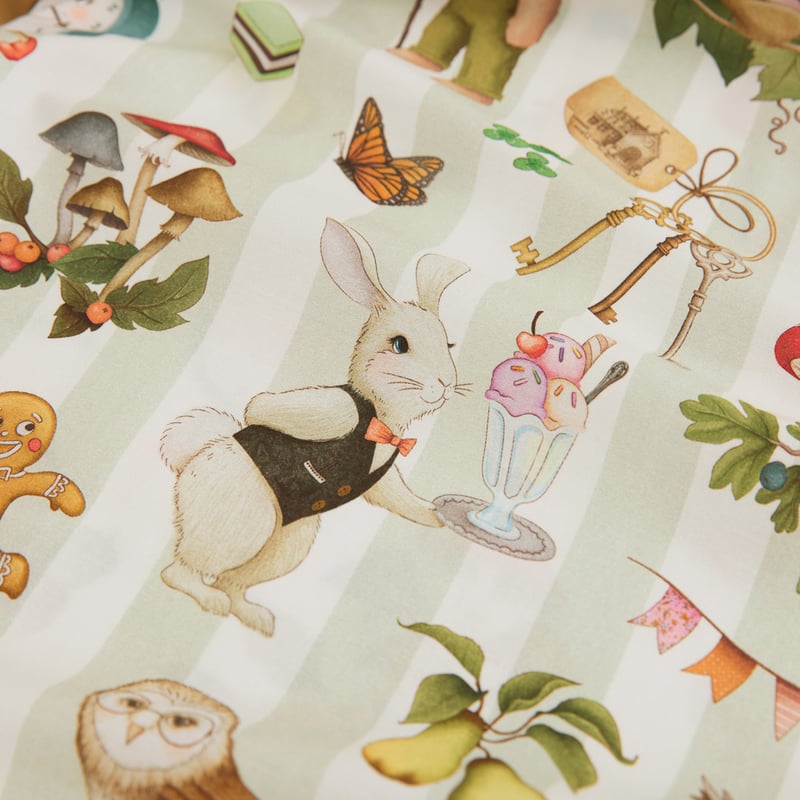 Fleur Harris Faraway Tree Sage Stripe Sheet Set