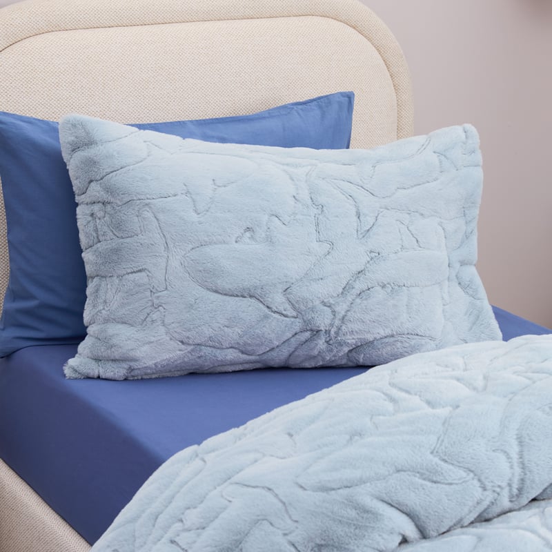 Sharks Deep Blue Recycled Faux Fur Quilted Quilt Cover Set