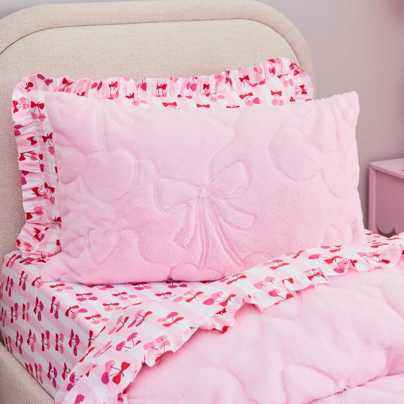 Cherry Charm Pink Recycled Faux Fur Quilt Cover Set