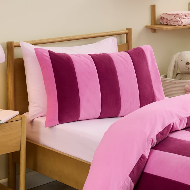 Sinclair Velvet Quilted Bedlinen Berry Stripe Cover Set