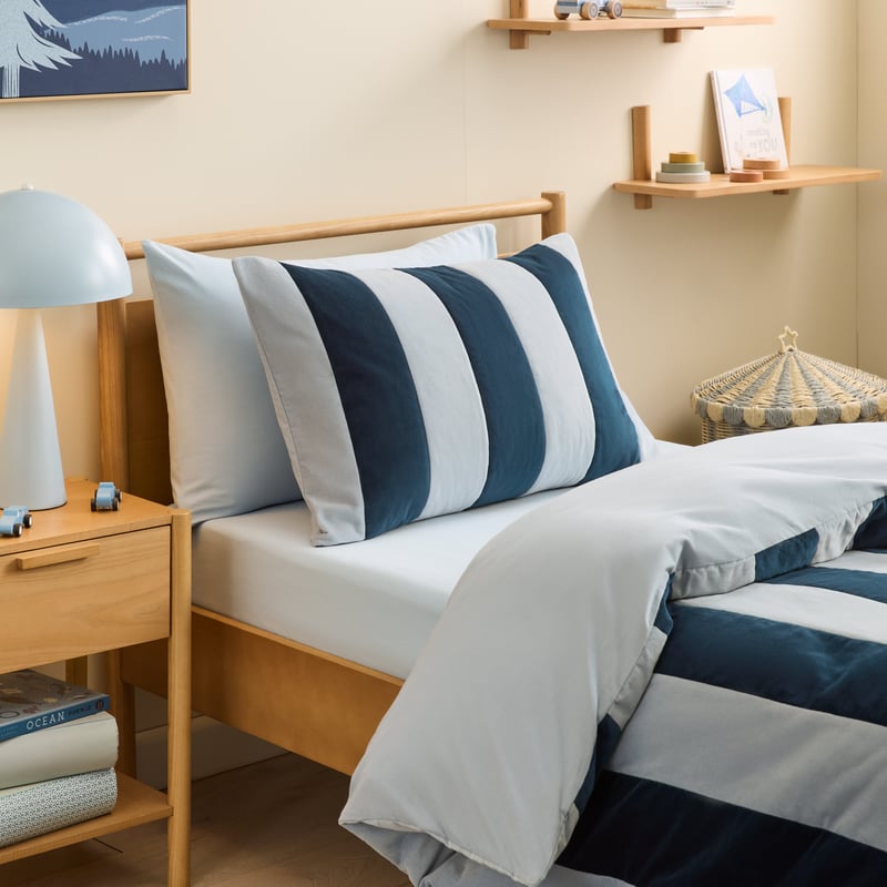 Sinclair Velvet Navy Stripe Quilt Cover Set