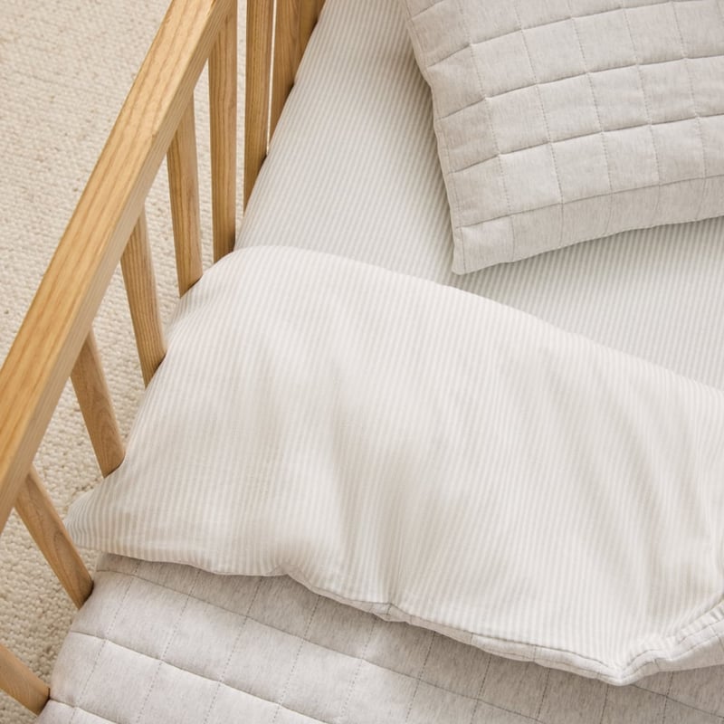 Jersey Grey Marle Stripe Cot Quilt Cover Set