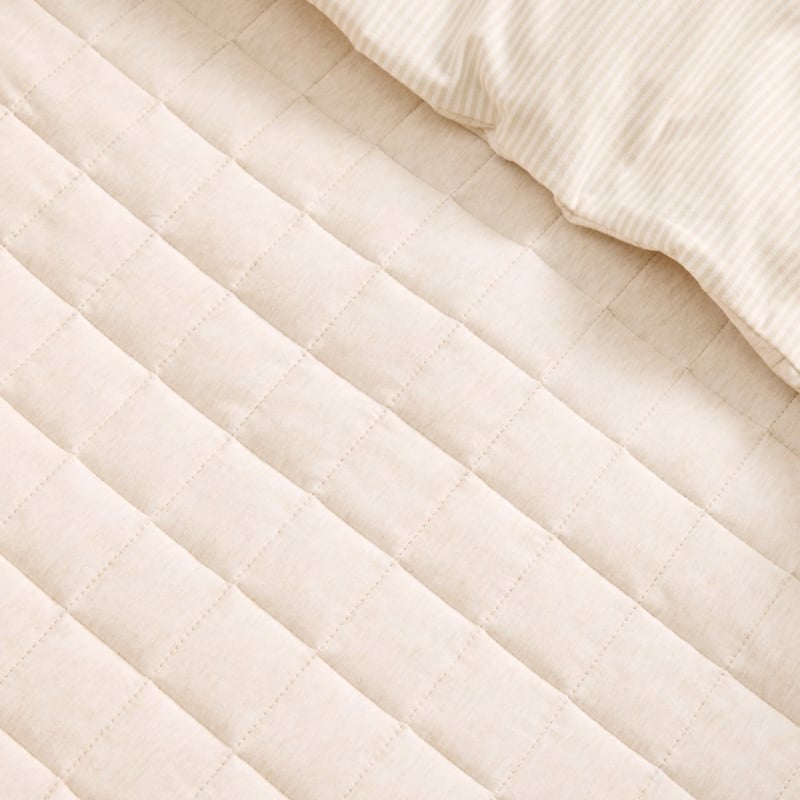 Organic Cotton Jersey Natural Marle Stripe Cot Quilt Cover Set