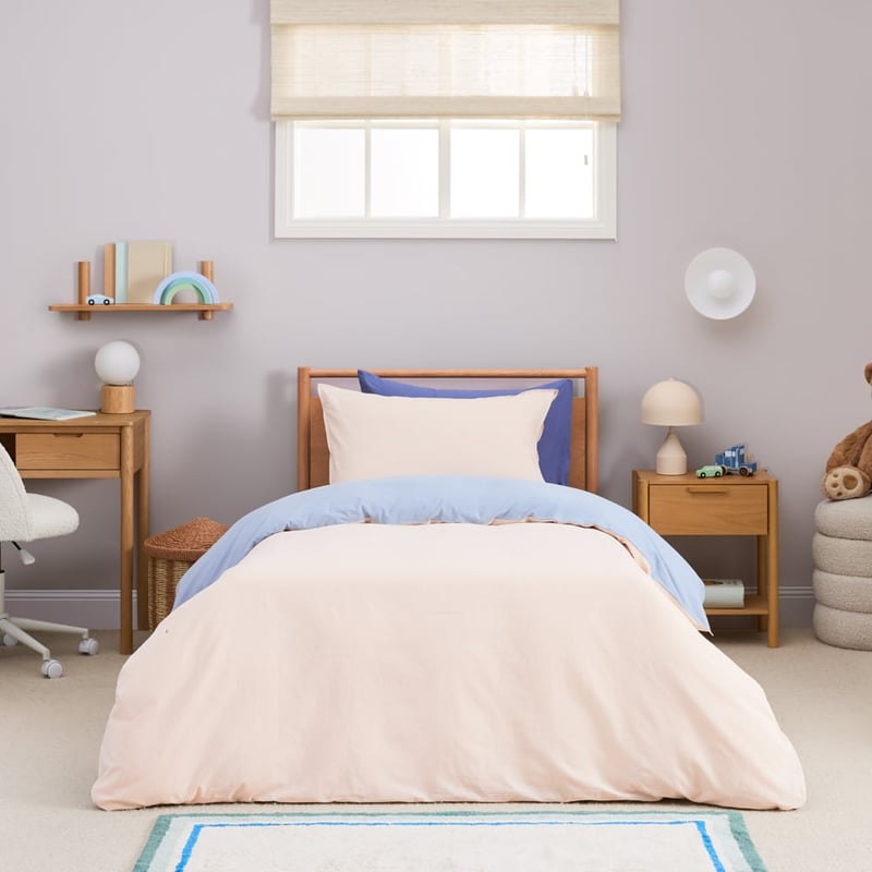 Stonewashed Dusty Blue Natural Quilt Cover Set