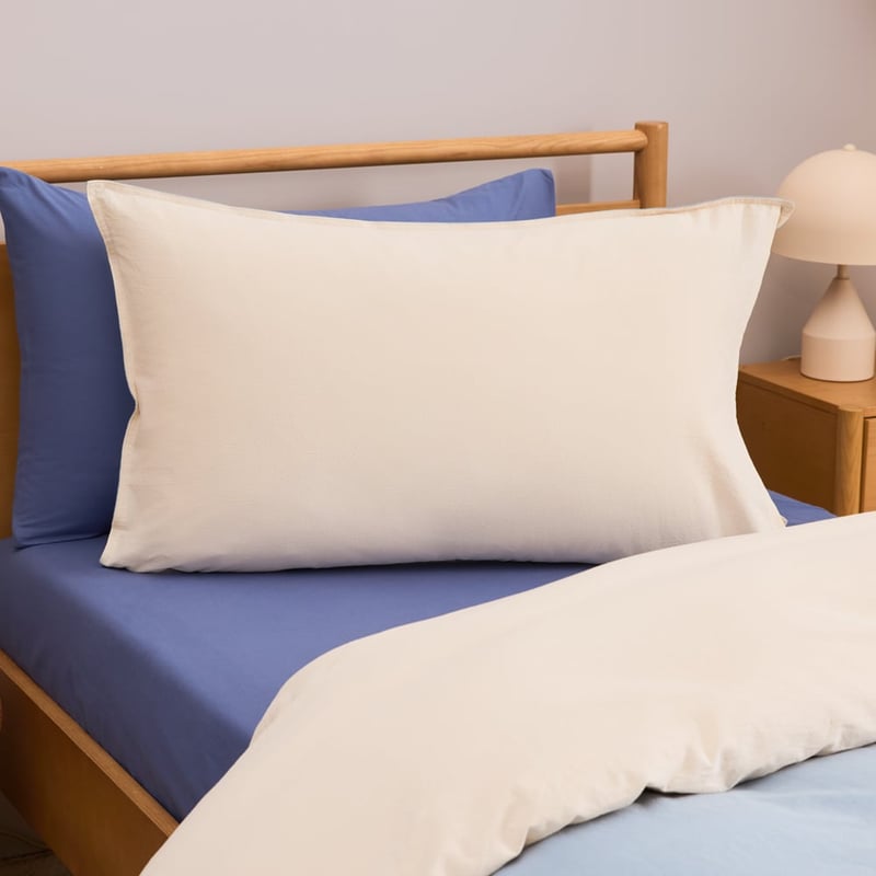 Stonewashed Dusty Blue Natural Quilt Cover Set