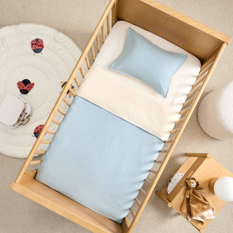 Stonewashed Dusty Blue Natural Quilt Cover Set