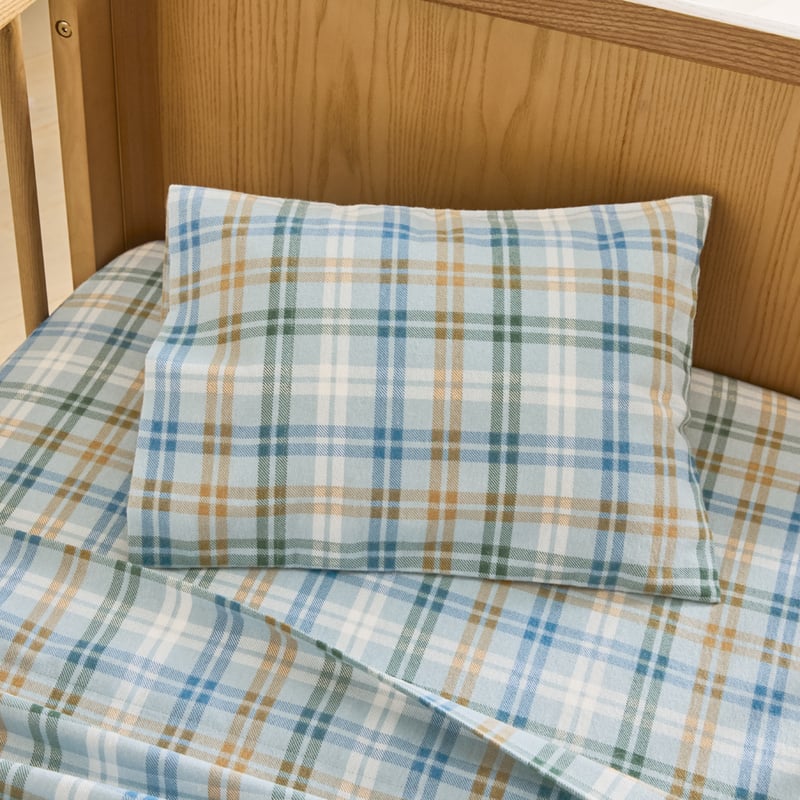 Brooks Blue Check Flannelette Sheet Set