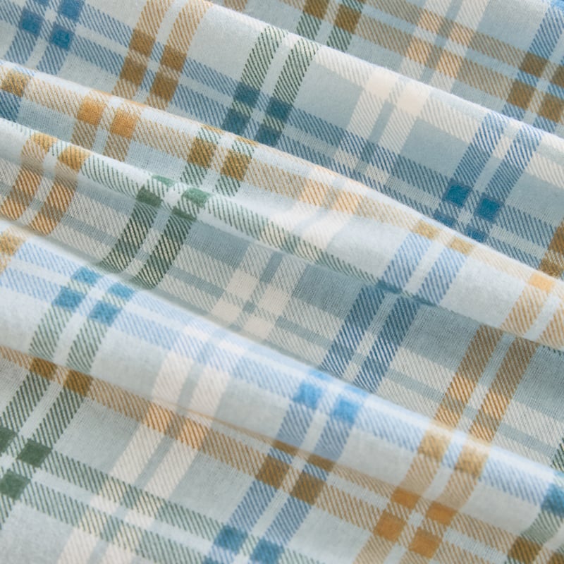 Brooks Blue Check Flannelette Sheet Set