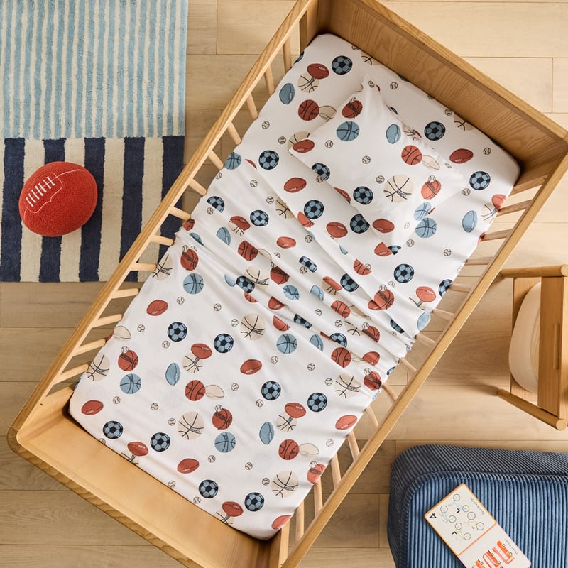 Sports Star White Flannelette Sheet Set