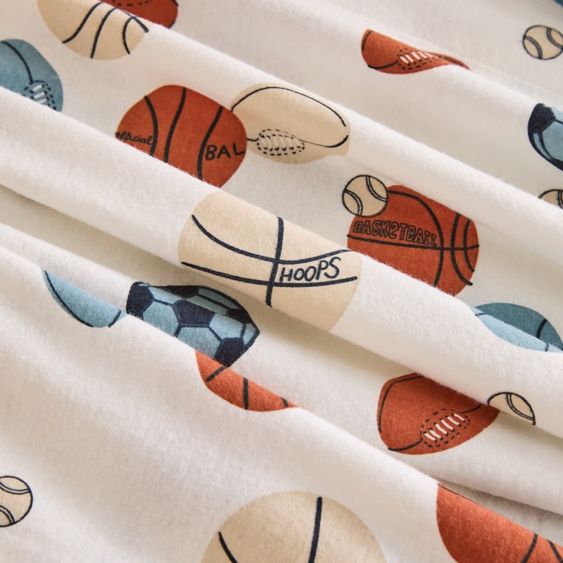 Sports Star White Flannelette Sheet Set