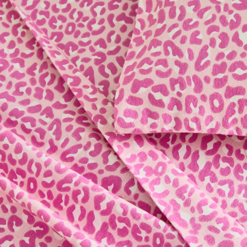 Ava Pink Animal Print Flannelette Sheet Set