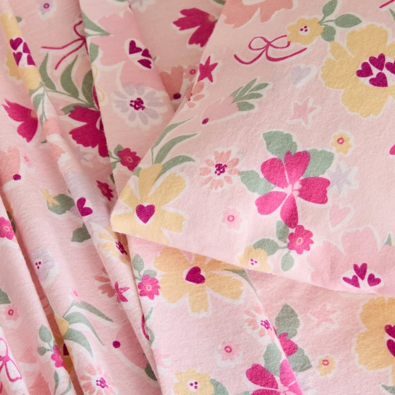 Bella Pink Blossom Flannelette Sheet Set