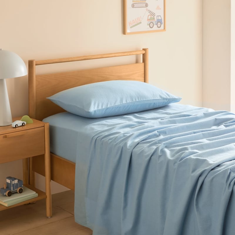 Plain Blue Flannelette Sheet Set