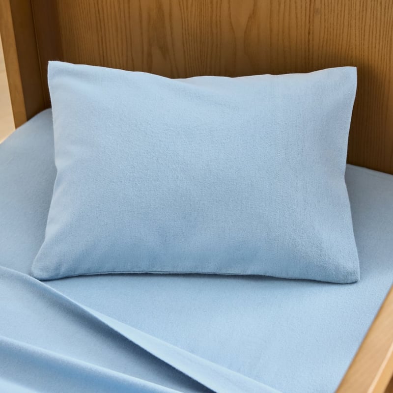 Plain Blue Flannelette Cot Sheet Set