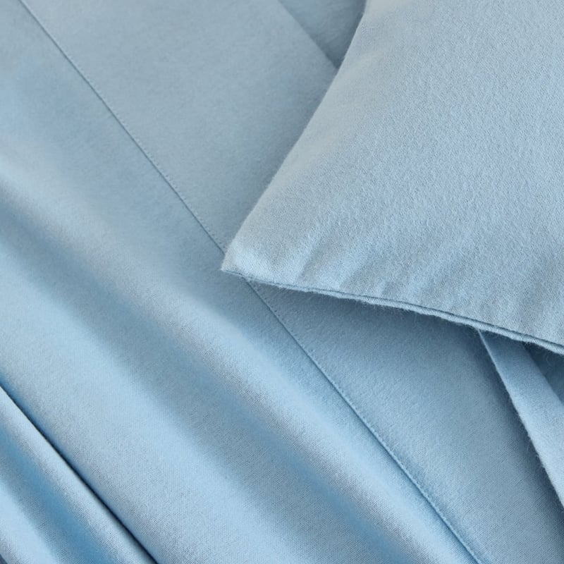 Plain Blue Flannelette Cot Sheet Set