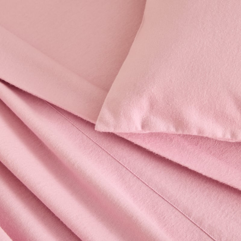 Plain Pink Flannelette Sheet Set