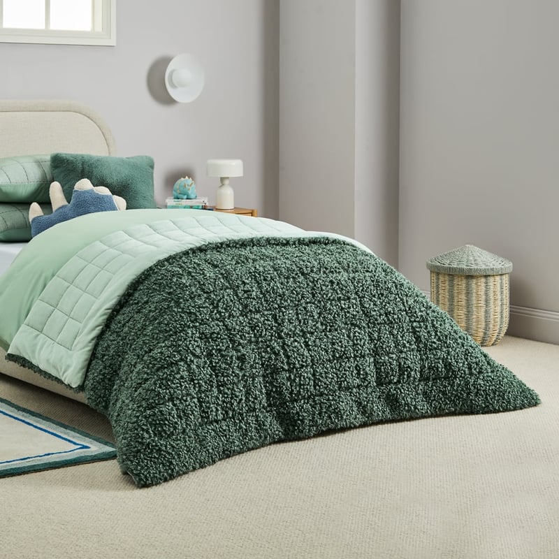 Poodle Green Quilted Faux Fur Blanket