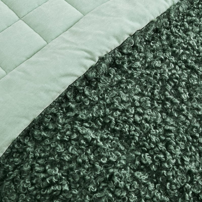 Poodle Green Quilted Faux Fur Blanket