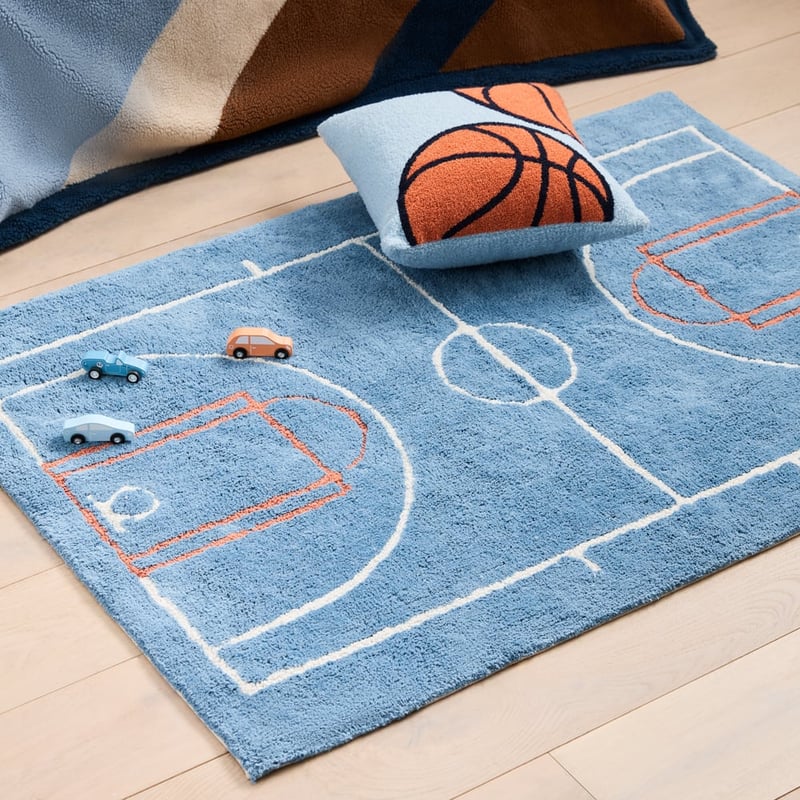Basketball Court Slate Blue Rug