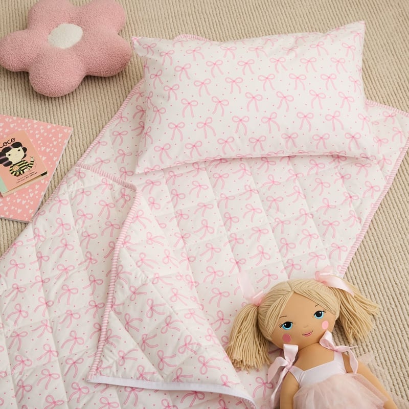 I Heart White Bows Sleeping Bag