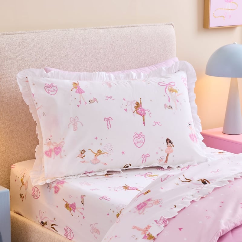 Mattel Barbie Pink Ballet Text Pillowcase