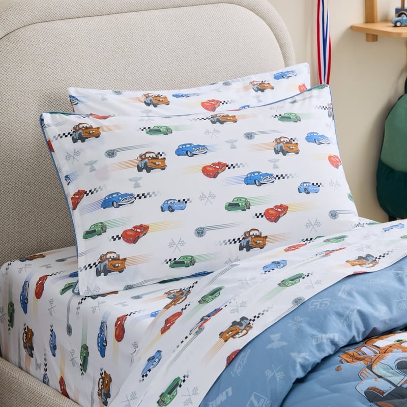 Disney Pixar Cars White Rev Hard Text Pillowcase 