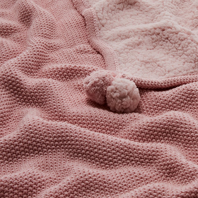 Mini Moss Stitch Pink Baby Blanket