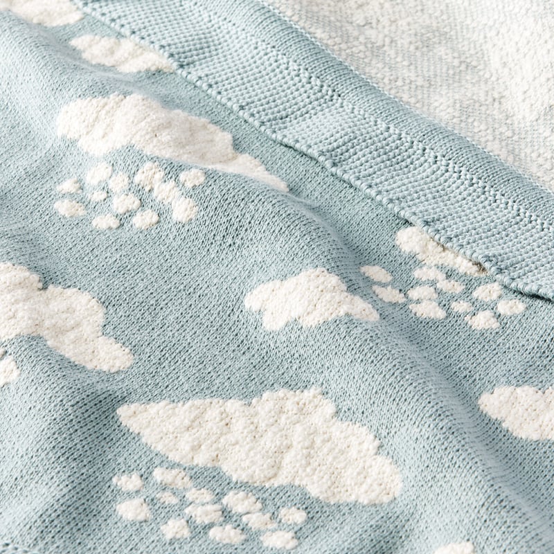 Keepsake Mint Raindrops Cotton Baby Blanket