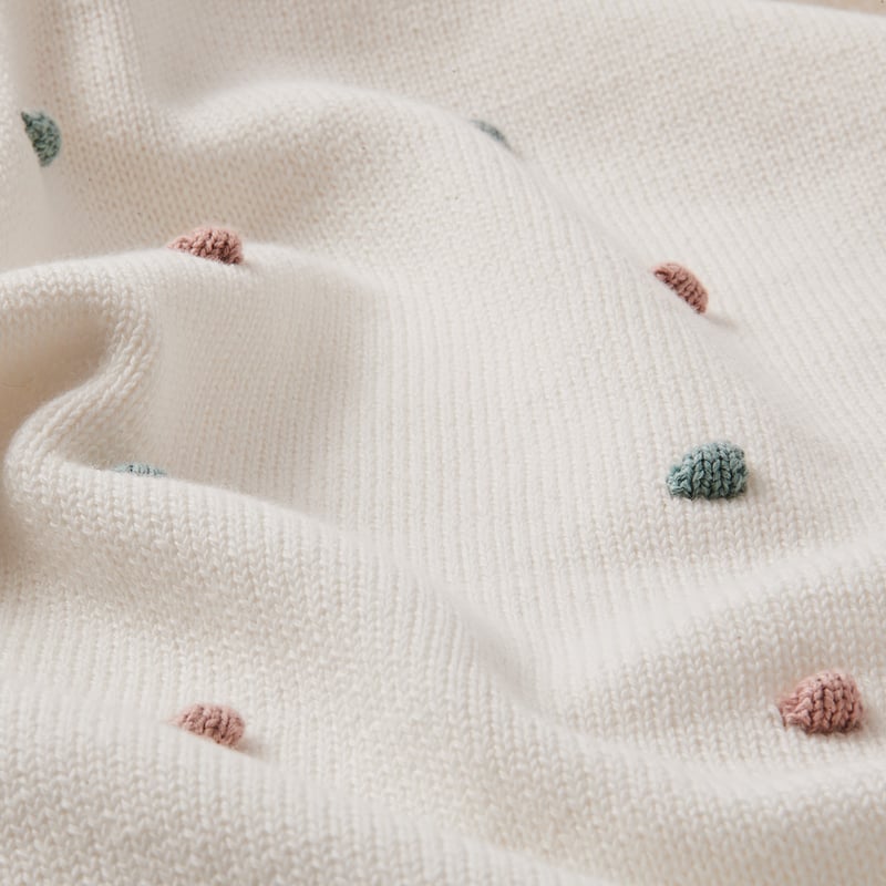 Marley Organic Cotton Natural & Pink Blanket 