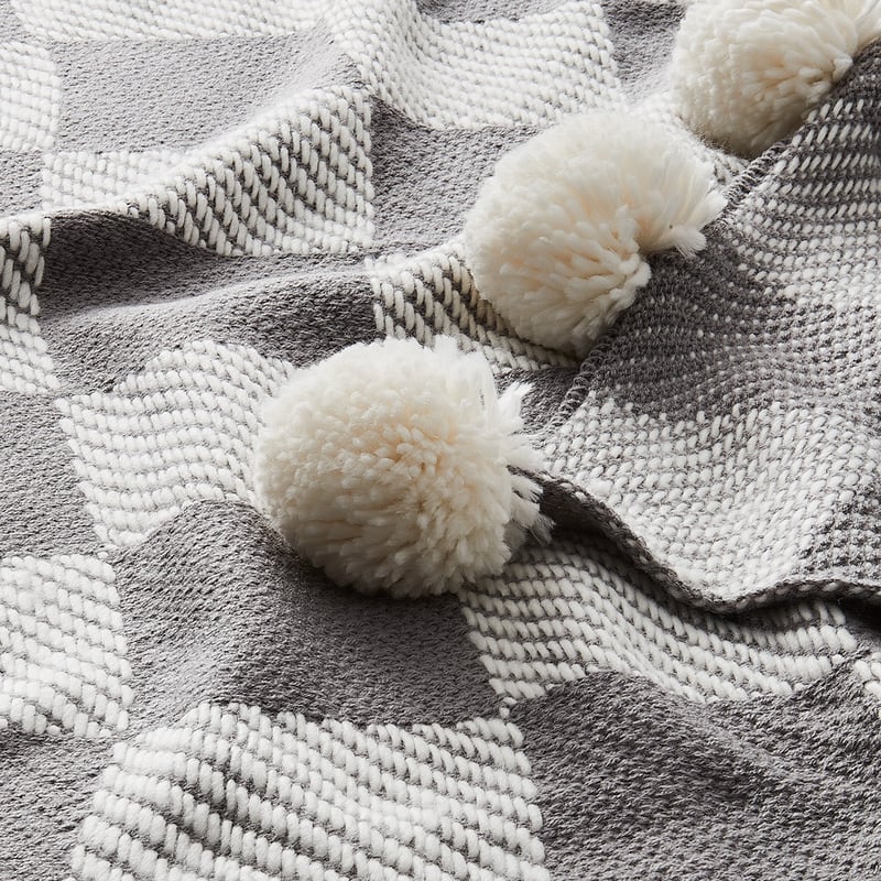 Gingham Cloud Grey Baby Blanket