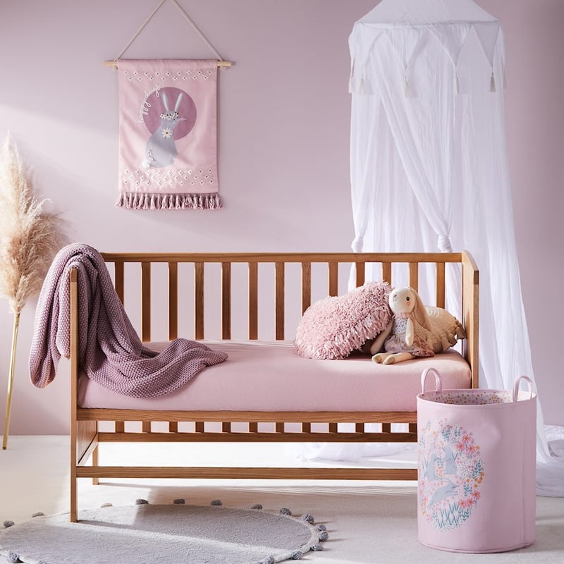 Plain Dye Flannelette Pink Cot Fitted Sheet