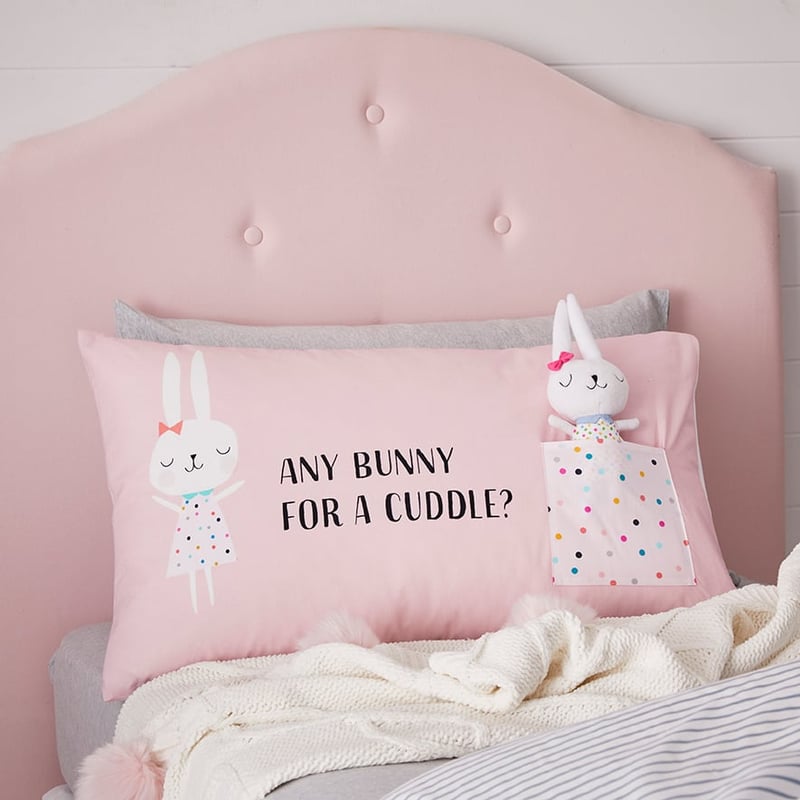 Text Pillowcase Any Bunny For A Cuddle