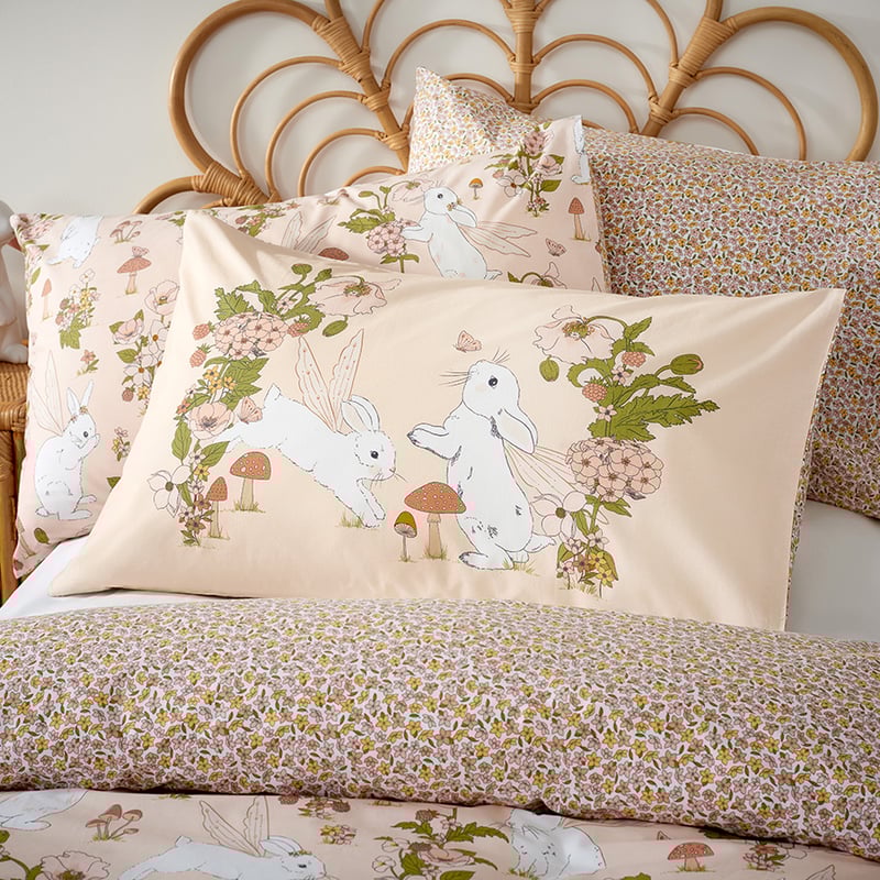 Fairy Bunny Blush Co-ordinating Pillowcase