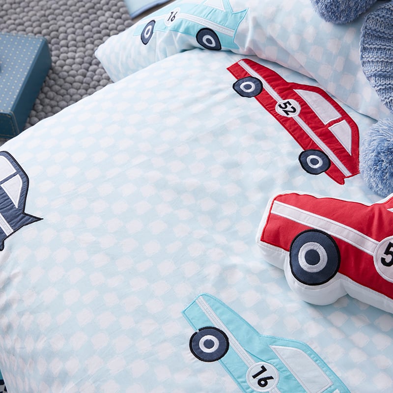 Race Day Quilt Cover Set Blue