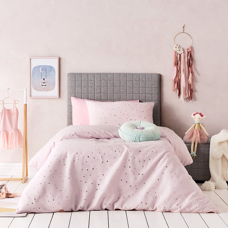 Twinkle Star Linen Cotton Pink Quilt Cover Set