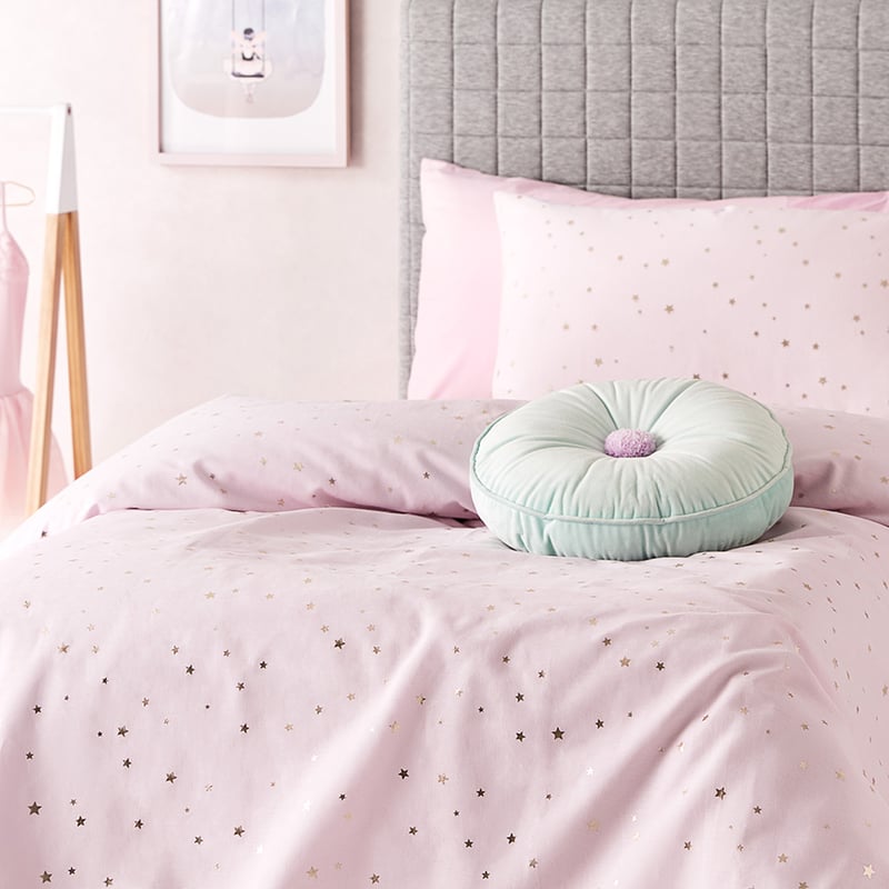 Twinkle Star Linen Cotton Pink Quilt Cover Set