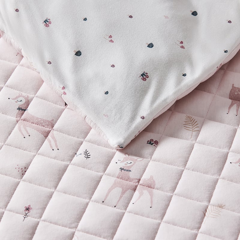 Pretty Deer Bamboo Cotton Jersey Pink Quilt Cover Set
