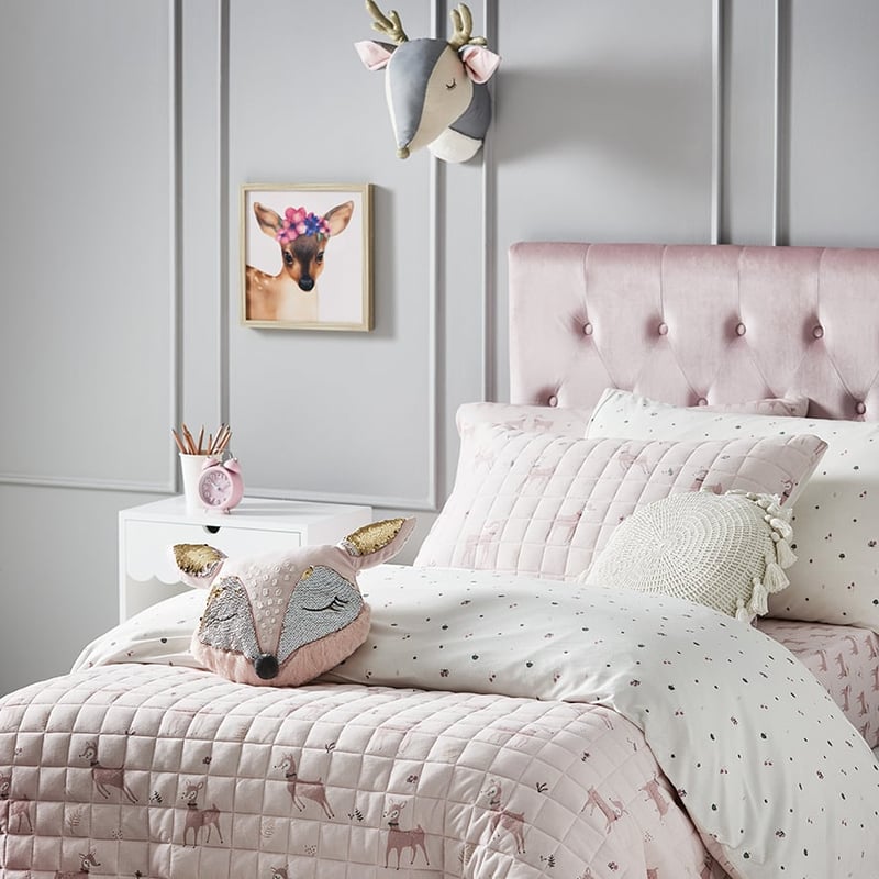 Pretty Deer Bamboo Cotton Jersey Pink Quilt Cover Set