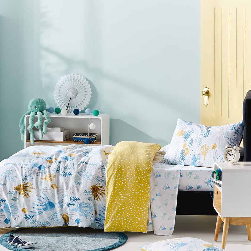 Octopus Garden White Quilt Cover Set