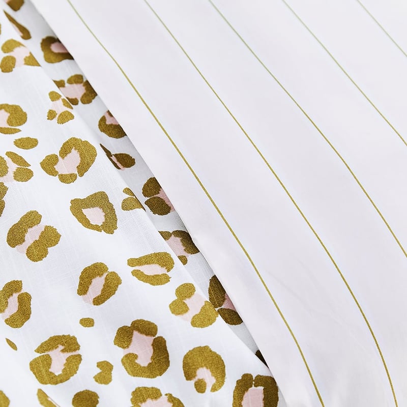 Pastel Leopard Print White Quilt Cover Set