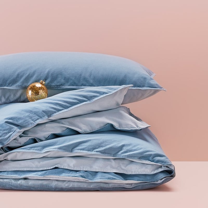 Stonewashed Cotton Cornflower Blue Duvet Cover Set